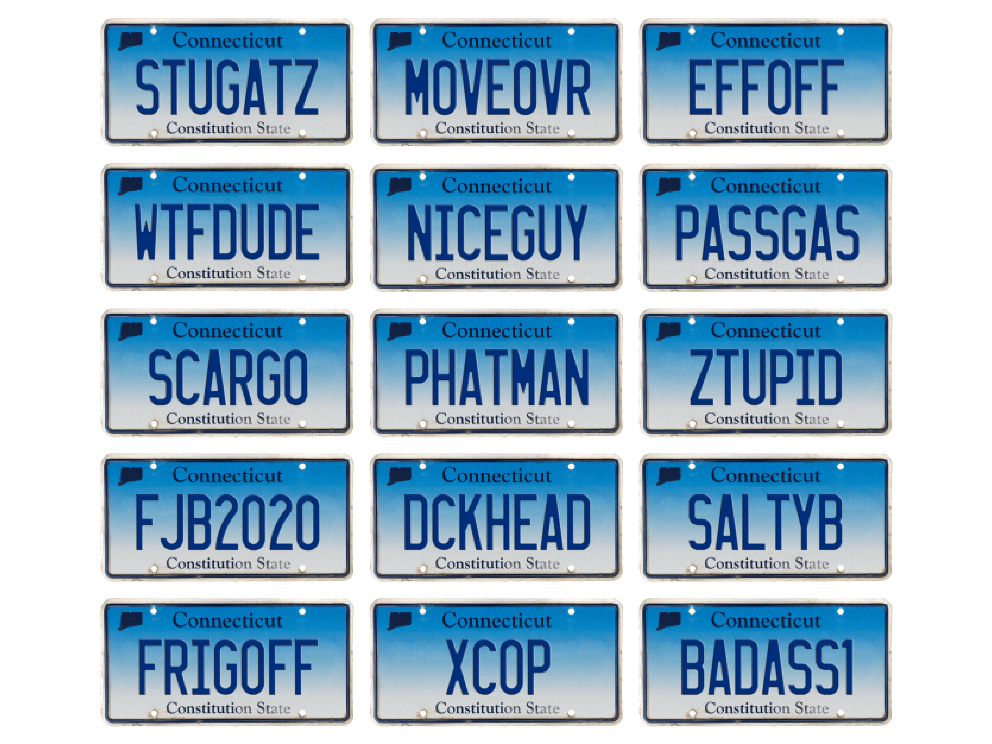 Rejected by the Connecticut DMV: You won't see these vanity license plates on the road