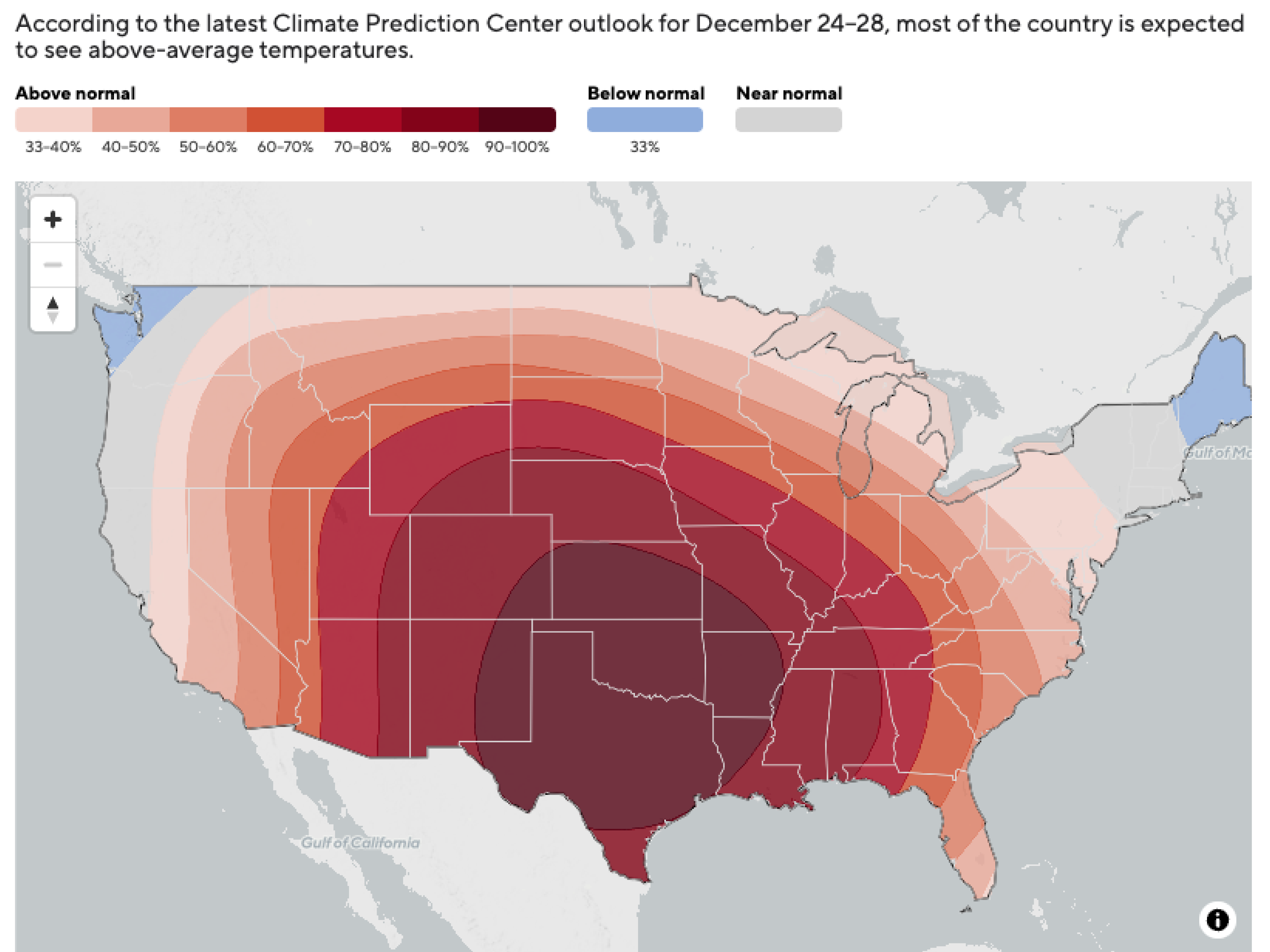 What are the chances of a white Christmas where you live? Map shows likelihood of snow.